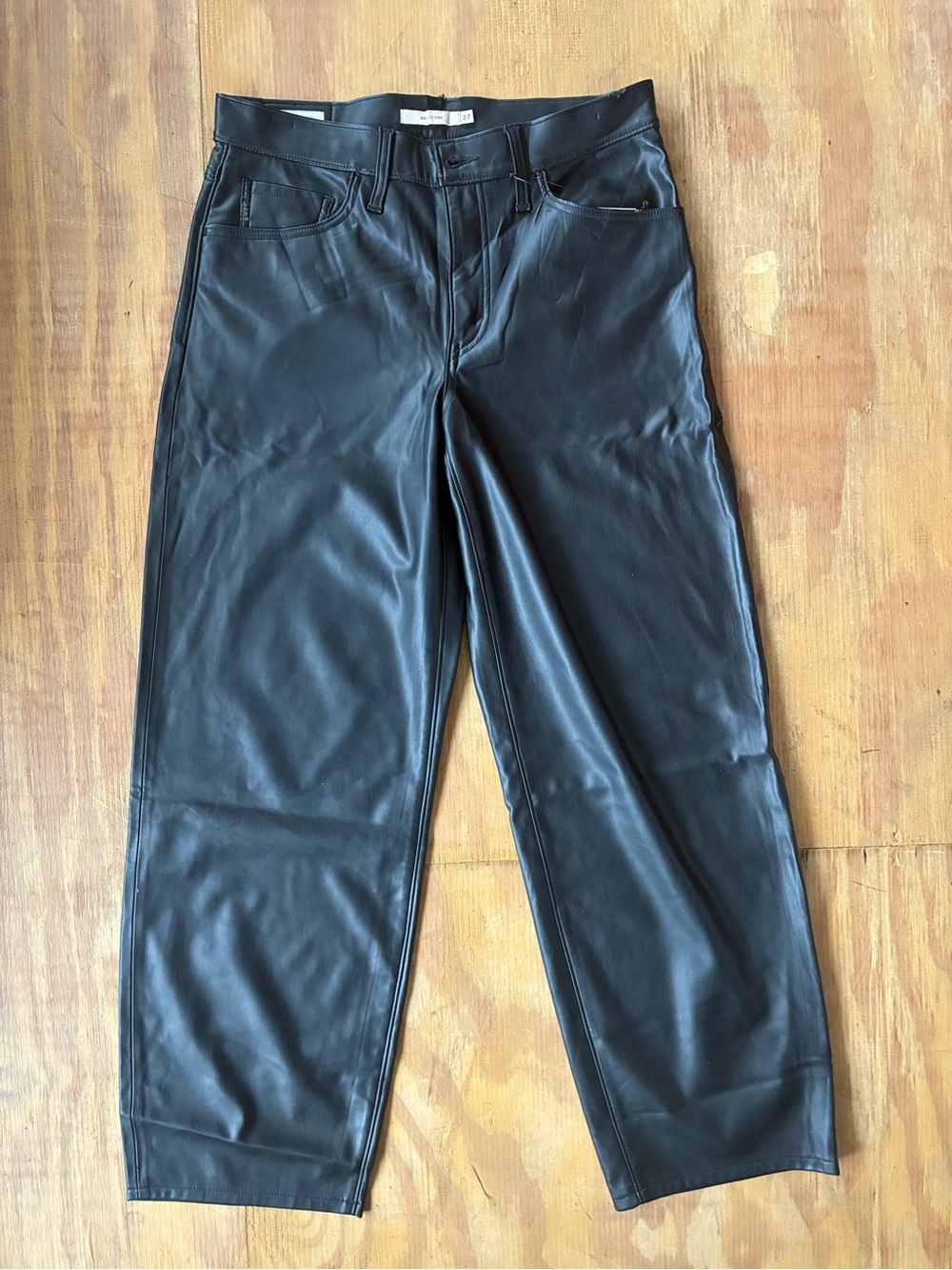 Levi’s Baggy Dad Faux Leather Pants, Black Size 27
